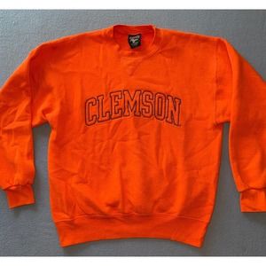 Vintage Orange‎ Clemson University Tigers Sweatshirt Medium Football Embroidered